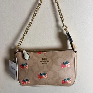 Coach Nolita 19 in signature with strawberry shoulder mini bag